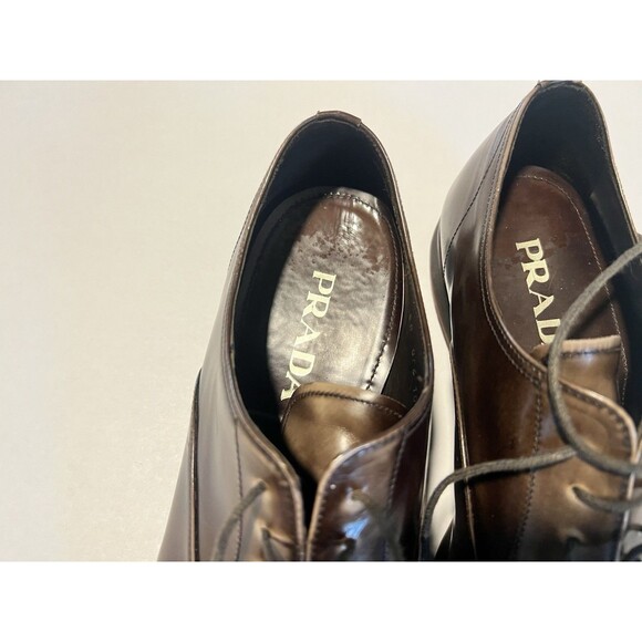 Prada leather Shoes Men 10 Brown Lace Oxford main image 4